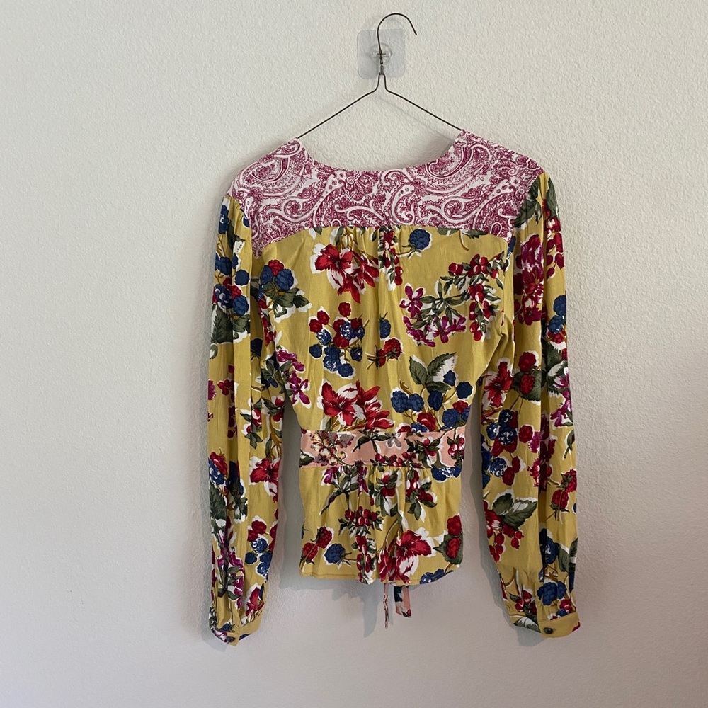 Anthropologie Boho Floral Patchwork Open Front Top - Picture 3 of 5